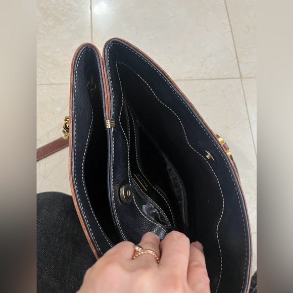 AUTHENTIC Vintage Bally Bag Brown and Black Leather with gold hardware - Picture 5 of 7